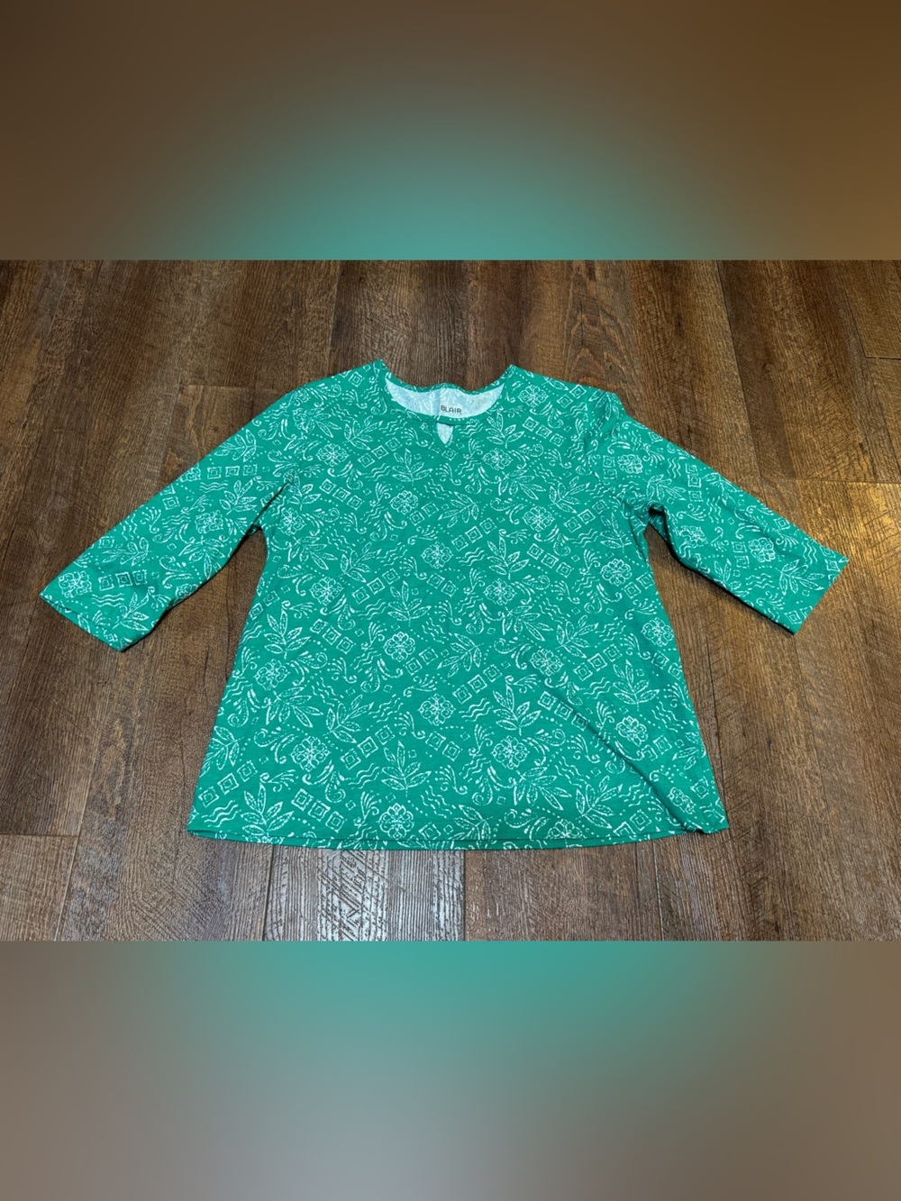 Blair Green Patterned 3/4 Sleeve Top
